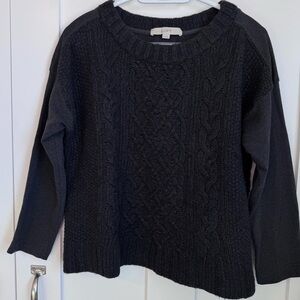 Ann Taylor LOFT Charcoal Gray Cable Knit Sweater Wool Blend Size Medium